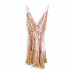 Boutique Women’s Size Small Cottagecore Ruffled Polka Dot Pink Sleeveless Dress